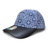 Premium Monogram Pattern Baseball Cap – Glossy Curved Brim, Adjustable Unisex Casual Hat, Black