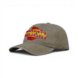 BABA CAP Washed Denim Dad Cap with Spain Embroidered Flag Logo, Vintage Cotton Baseball Hat, Adjustable Unisex Casual Cap
