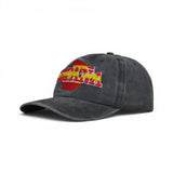 BABA CAP Washed Denim Dad Cap with Spain Embroidered Flag Logo, Vintage Cotton Baseball Hat, Adjustable Unisex Casual Cap