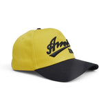 BABA CAP Premium Two-Tone Baseball Cap with 3D Embroidered Script Logo, Yellow & Black Sports Hat, Adjustable Unisex Casual Cap