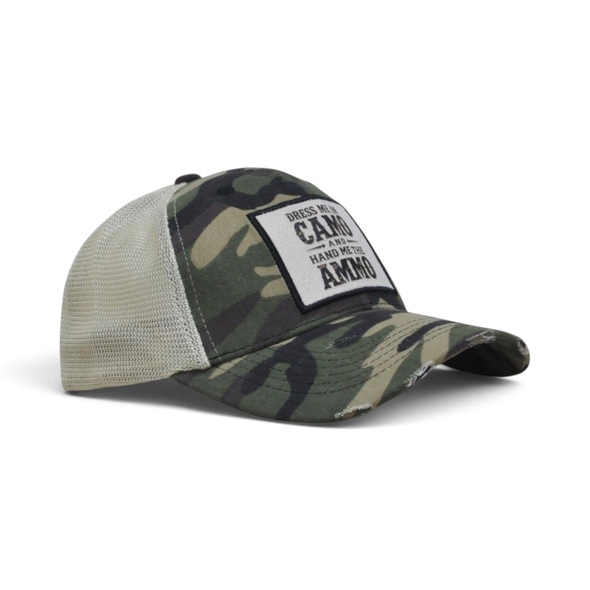 Quote Patch Trucker Cap - Camo