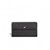 Fabric Long Wallet – Stylish Check Pattern Travel Clutch (Synthetic Material)