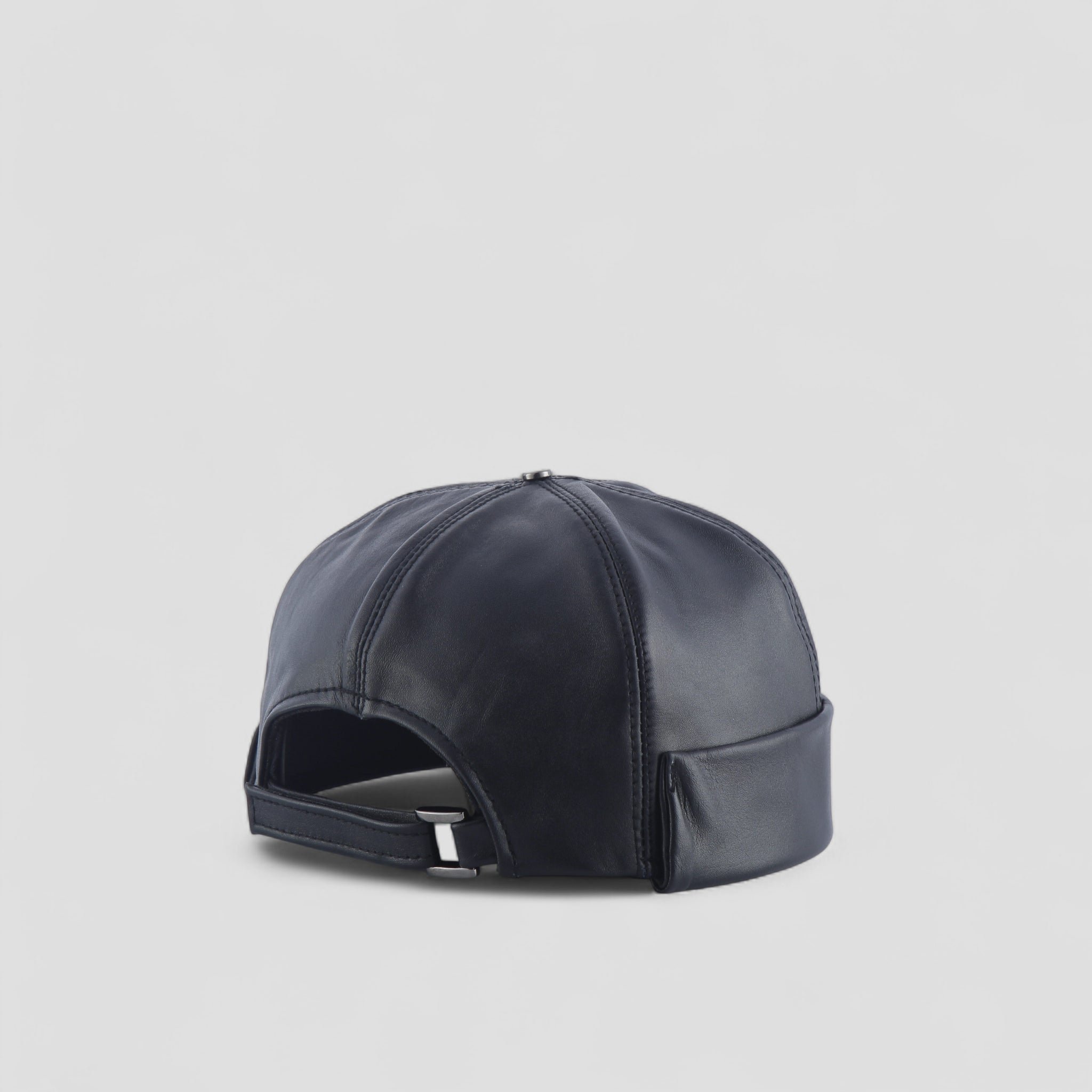 Baba Cap Leather docker hat - Black- جلد طبيعي