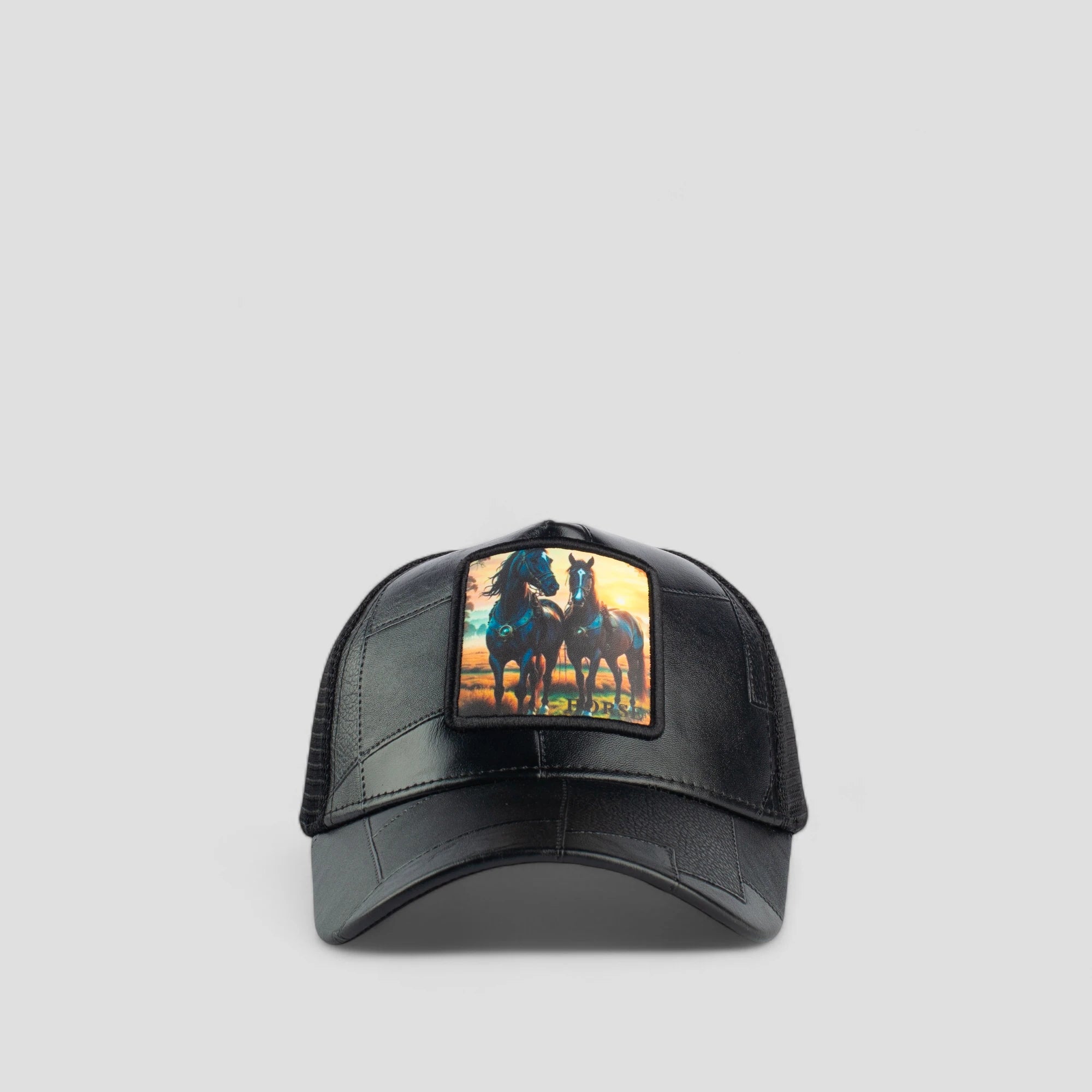 Unisex Horses Leather Cap