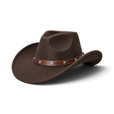 Long Horse Rider Fedora – Premium Wool Felt Hat With Decorated Slim Belt - Cowboy Style-WIDE BRIM - NEW 2