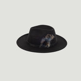 Fedora Hat – Premium Wool Felt, Classic Timeless Style, Elegant & Durable Design – Charcoal Black with a feather and a leather Belt