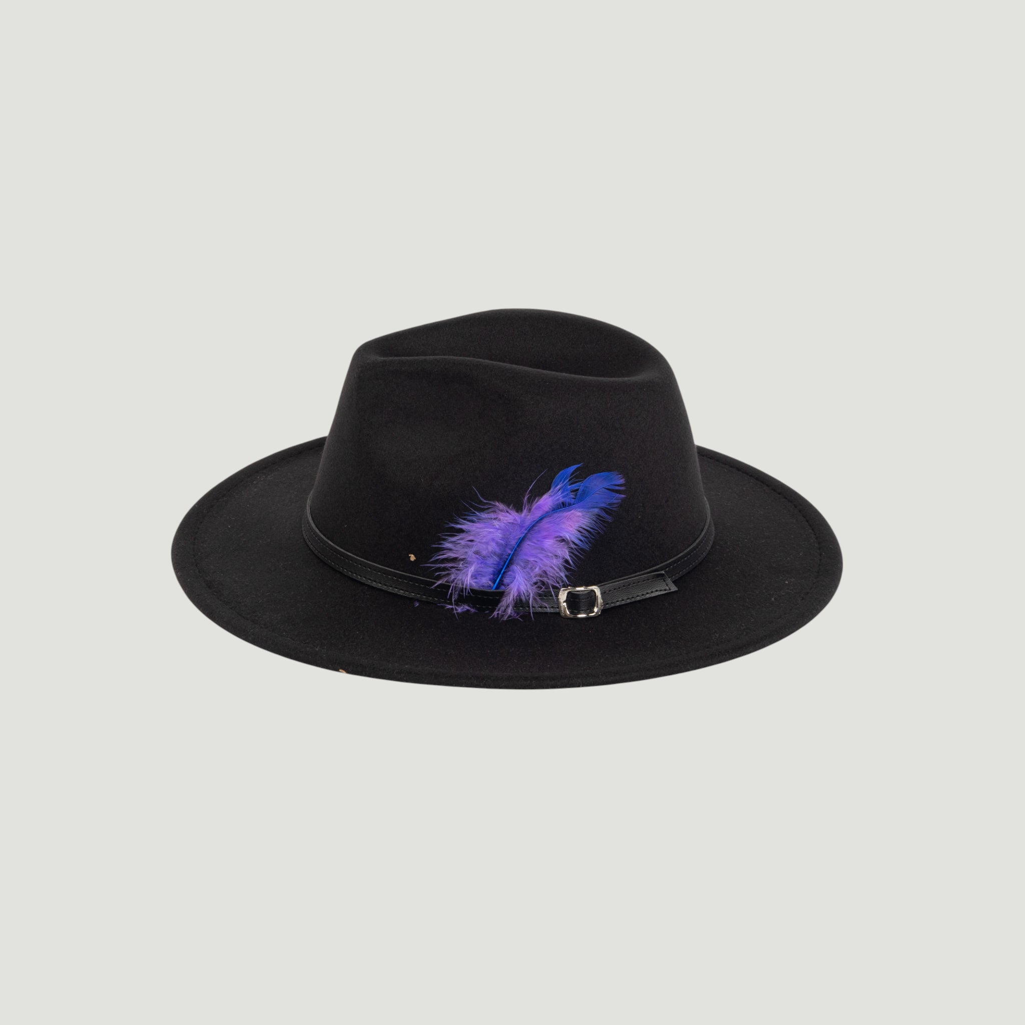 Fedora Hat – Premium Wool Felt, Classic Timeless Style, Elegant & Durable Design – Charcoal Black with a feather and a leather Belt