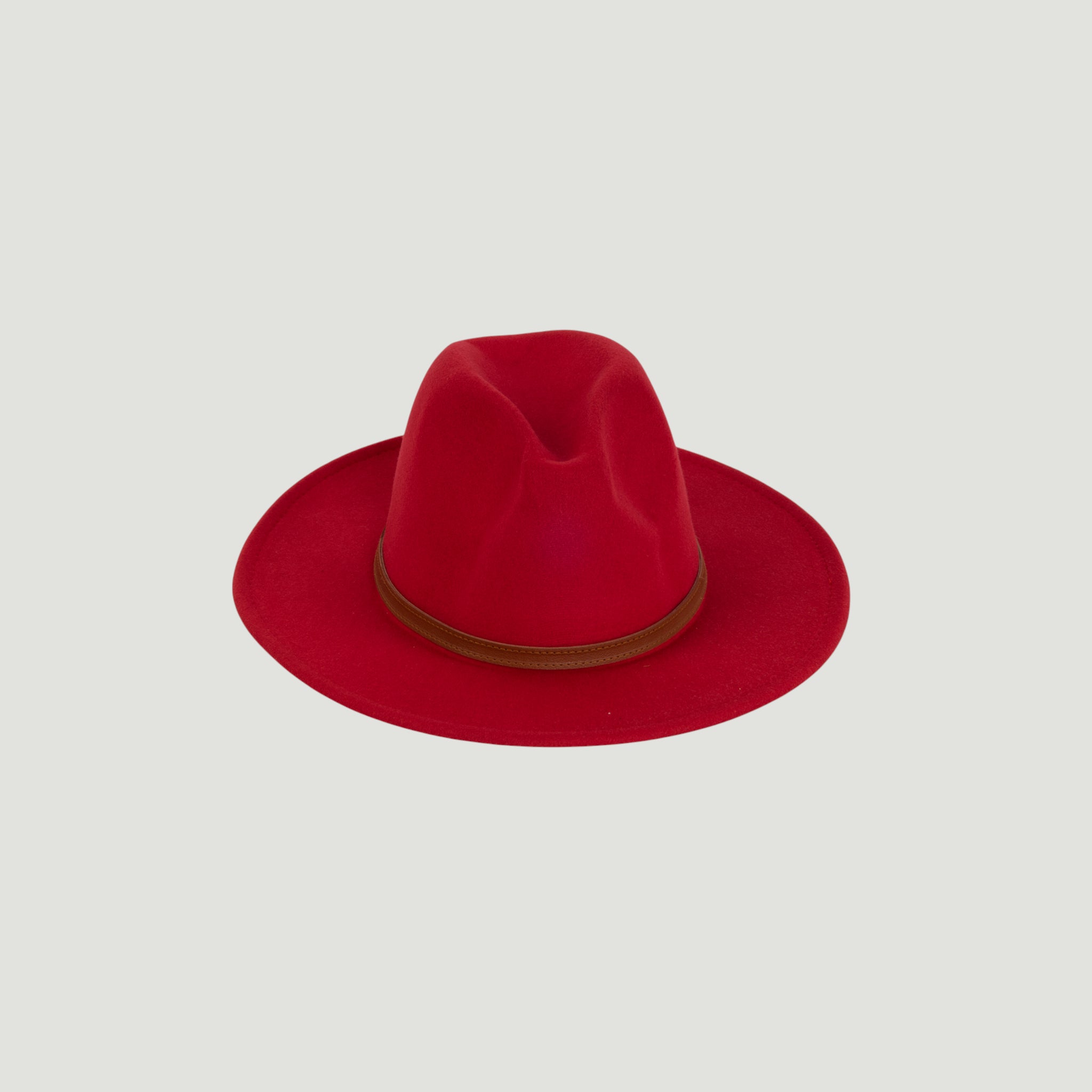Fedora Hat – Premium Wool Felt, Classic Timeless Style, Elegant & Durable Design – Red with Leather belt