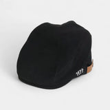 BABA CAP Classic Black Flat Cap – Premium Cotton Ivy Golf Cap with Adjustable Leather Strap for Men