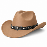 Horse Rider Fedora – Premium Wool Felt Hat for Equestrian Cowboy Style -decorated belt - New