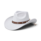 Long Horse Rider Fedora – Premium Wool Felt Hat With Decorated Slim Belt - Cowboy Style-WIDE BRIM - NEW 2