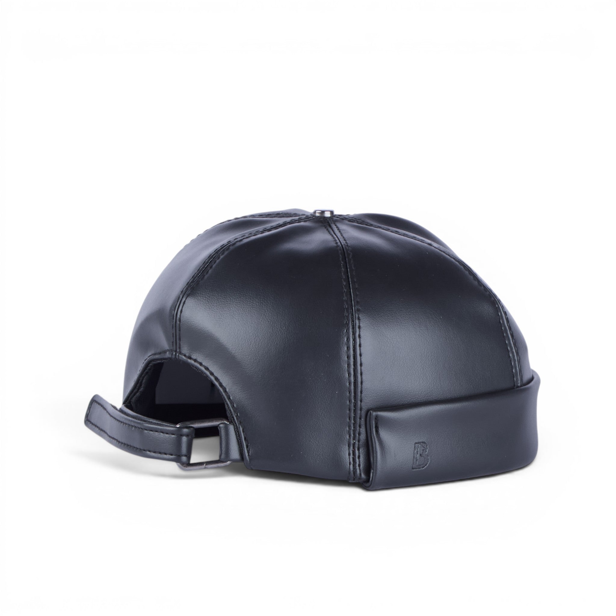 Baba Cap Leather docker Cap - Black