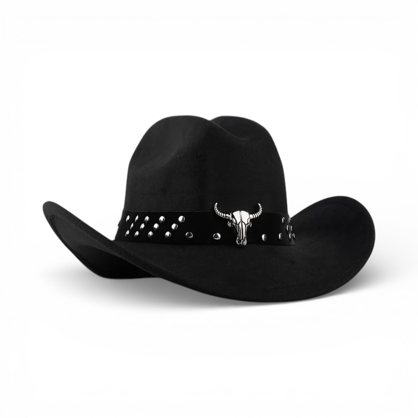 Long Horse Rider Fedora – Premium Wool Felt Hat With Decorated Belt - Cowboy Style