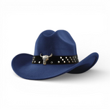 Long Horse Rider Fedora – Premium Wool Felt Hat With Decorated Belt - Cowboy Style