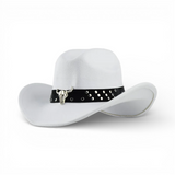 Long Horse Rider Fedora – Premium Wool Felt Hat With Decorated Belt - Cowboy Style